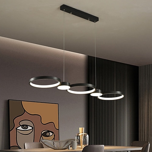 LED Pendelleuchte Kücheninsel Licht Kreis Ring Design schwarz 95 cm Kronleuchter Metall künstlerischer Stil moderner Stil stilvolle Lackierungen 220-240V Image