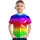 bunter Doppelzauber Kinder Kurzarm T-Shirt Mode 3D bedruckte bunte Shirts für Jungen und Mädchen