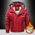 Herren Wintermantel Winterjacke Bestickt Vlies Kapuzenpullover Pelzkragen Täglich Standard Brautkleider schlicht warm Winter Glatt Schwarz Rote Königliches Blau Pufferjacke