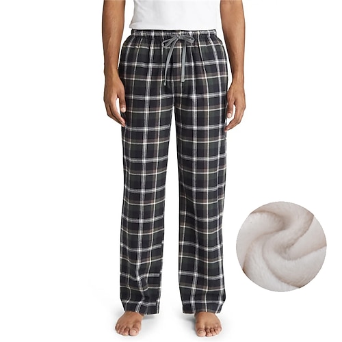 Herren Hausanzug Pyjamahose Karierte hose Lounge Hose Gitter / Plaid Warm Weich Heim Bett Spa Flanell Warm Tasche Elastische Taille Winter Schwarz Blau Image