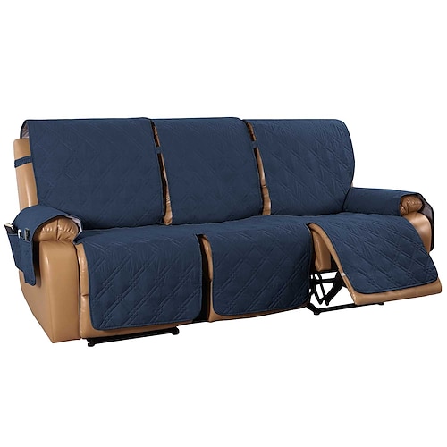 Rutschfeste Sofabezüge für 3-Sitzer-Relaxsofas, passend für Leder-Relaxsofas, wasserabweisend, kratzfest, Sofabezug für Doppel-Relaxsofas, geteilter Sofabezug für jeden Sitz, Möbelschutz mit Image