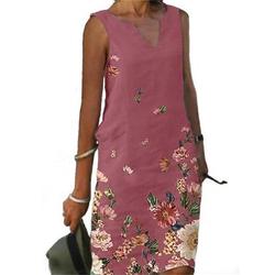 Damen Etuikleid Tank-Top Kleid Kleid drucken Aktiv Modisch Strassenmode Outdoor Urlaub Strasse Lockere Passform Ärmellos V Ausschnitt Schwarz Weiß Rosa Blau Sommer Frühling