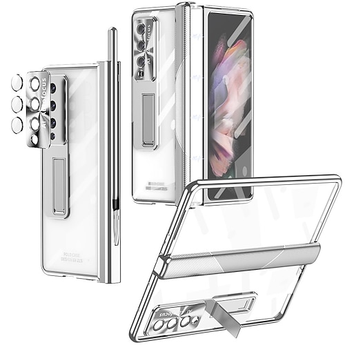 Handy Hülle Handyhüllen Für Samsung Galaxy Z Fold 7 Z Fold 5 Z Fold 4 Z Fold 3 Ganzkörperhülle mit Displayschutz Vollschutz Kameralinsenschutz Transparent Gehärtetes Glas PC Metall Image