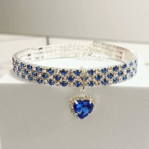 2 Stück Perlen Diamant Haustier Katze Hund Halskette Halsband Schmuck mit Bling Strasssteinen für Haustiere Katzen kleine Hunde Hündinnen Chihuahua Yorkies Mädchen Kostüm Outfits verstellbar Image