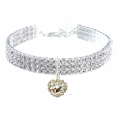 2 Stück Perlen Diamant Haustier Katze Hund Halskette Halsband Schmuck mit Bling Strasssteinen für Haustiere Katzen kleine Hunde Hündinnen Chihuahua Yorkies Mädchen Kostüm Outfits verstellbar