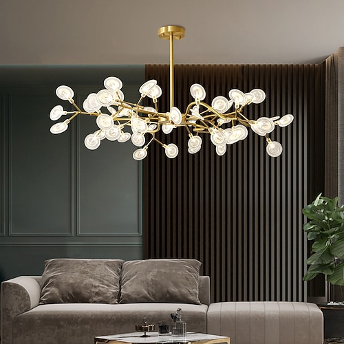 LED Pendelleuchte 27 36 45 54 Köpfe Glühwürmchen Kronleuchter LED Pendelleuchte postmoderne Deckenleuchte Hängelampe Roségold Zweig LED Kronleuchter Birne enthalten ac220v ac110v Image
