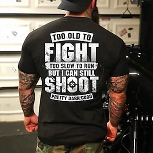 Männer Lustiges T-Shirt Warnung zu Munitionskosten keine Warnungsschüsse Grafik Kurzarm Tee Image