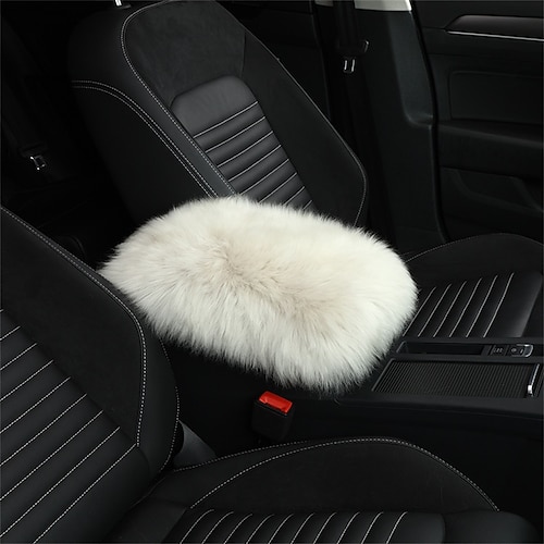 Auto Mittelkonsole Abdeckung Polster Universal echtes Schafsfell Autositzarmlehne Abdeckung flauschiger Schutz