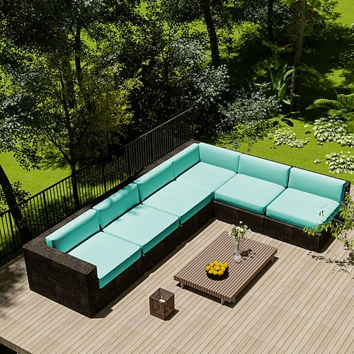 2 Stück Terrassenkissenbezüge, 100 % wasserdichter Outdoor-Sofa-Sitzbezug aus Korbgeflecht, wasserdichter Couch-Schonbezug, Oxford-Geflecht-Stuhlbezug, Möbelschutz Image