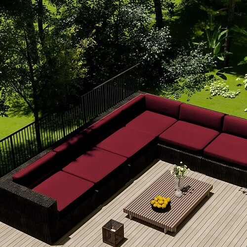 2 Stück Terrassenkissenbezüge, 100 % wasserdichter Outdoor-Sofa-Sitzbezug aus Korbgeflecht, wasserdichter Couch-Schonbezug, Oxford-Geflecht-Stuhlbezug, Möbelschutz Image
