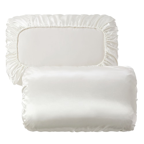 Luxus-Satin-Kissenbezug für Haare Standard-Satin-Kissenbezug mit Gummiband, Kissenbezug-Set mit 2 Anzug Image
