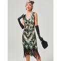 Goldene Zwanziger 1920er Cocktailkleid Flapper Kleid Kleid Maskerade Normal Der große Gatsby Charleston Hochzeitsgast Pailletten Quastenfransen Kostüm Damen Halloween Karneval Maskerade Karneval