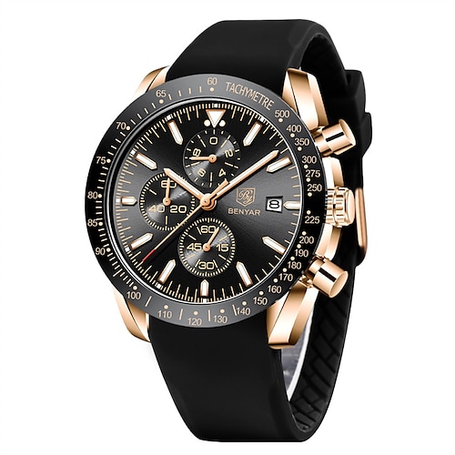 BENYAR Herren Quarz Uhren Chronograph Analog Quarz Bewegung Stilvolle Sport Designer Armbanduhr 30M Wasserdicht Elegantes Geschenk Uhr für Männer Image