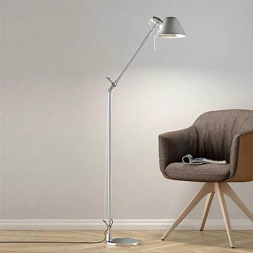 Stehlampe Stehlampe Verstellbarer Architektenschwingarm Stehleselampe mit Metallsockel Modernes Design Arbeitslampe mit Schalter für Wohnzimmer Schlafzimmer Klavierzimmer (Silber) Image