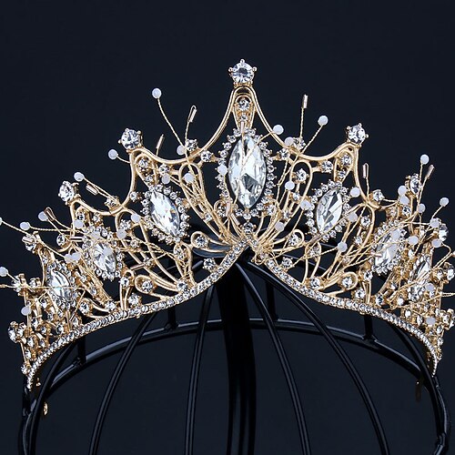 Strasslegierung große Krone handgefertigte Accessoires atmosphärisches Styling Haarschmuck goldene Kleidkrone Image