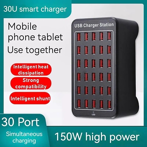 150 W Multi-USB-Ladegerät 30 Port USB-Schnellladestation Universal Carregador Portatil für iPhone 13 Samsung Xiaomi iPad Tablet Image