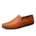 Herren Loafer Slip On Übergrössen Loafer fahren Leder-Loafer Sommer Loafer Vintage Geschäftlich Britisch Täglich Büro Karriere Leder Atmungsaktiv Tragen Sie Beweis Halbschuhe Hellbraun