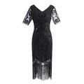 Brüllen 20s 1920s Cocktailkleid Vintage-Kleid Flapper Kleid Kleid Partykostüm Maskerade Ballkleid Der große Gatsby Charleston Damen Pailletten Quaste Spitze Hochzeit Party kleid hochzeitsgast Kleid