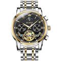 OLEVS Herren Mechanische Uhr Kalender Luxus Wasserdicht Mode Automatische Selbstaufziehende Mondphase Leuchtende Edelstahl Armband Uhr