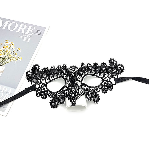10 Stück Erwachsene Party Spitzenmaske halbes Gesicht Maskenball Damen Halloween Requisiten schwarz lustige Augenmaske