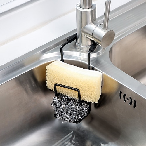 Langlebiger Waschbecken-Caddy Waschbecken-Schwammhalter Kleine Küche Badezimmer Metall-Organizer Flüssigkeit Abtropfgestell Wasserhahn-Rack Dusche Praktisch Image