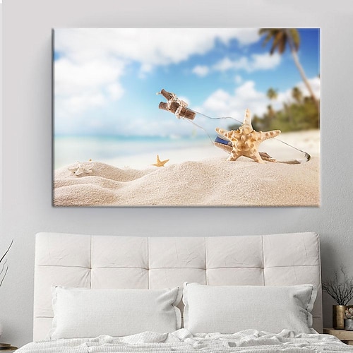 Strand Meereslandschaft Wandkunst Leinwand Malerei Muschel Meer Wandkunst Seesterne Muscheln Wandbilder Poster für Wohnzimmer Schlafzimmer Büro Dekor kein Rahmen Image