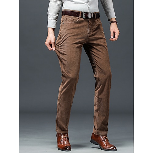 Herren Anzughosen Cordhose Hose Hosen Anzughose Tasche Glatt Komfort Atmungsaktiv Outdoor Täglich Ausgehen Modisch Brautkleider schlicht Schwarz Armeegrün Image