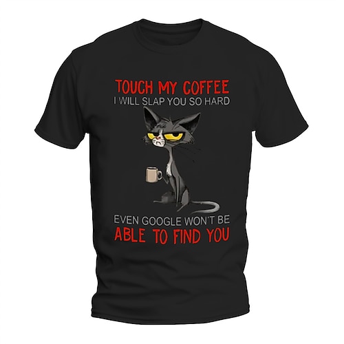 Herren Lustiges Grumpy Cat Kaffee T-Shirt - Fass laß meinen Kaffee in Ruhe Humor Grafisches Tee Image