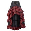 Damen Rock Minimantel Gothic-Kleid Langer Rock Maxi Röcke Rüsche Asymmetrischer Saum Einfarbig Karnival Party Herbst Winter Polyester Retro Vintage Gothic Viktorianisch Karnevalskostüme Damen Schwarz