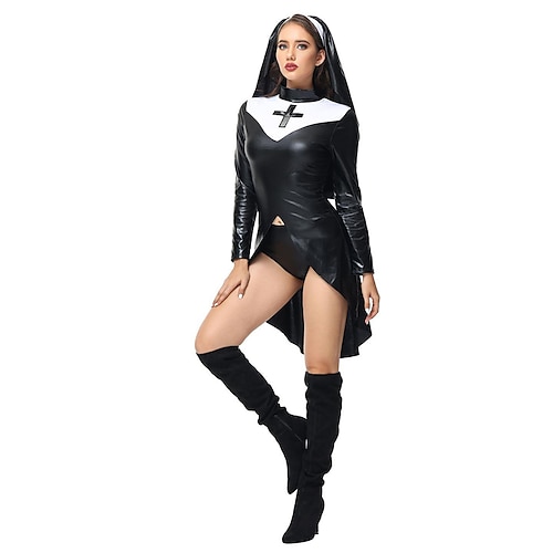Krankenschwestern Nonne Karneval Cosplay Kostüm Partykostüm Maskerade Outfits Cosplay Erwachsene Damen Maskerade Karneval Leistung Party Halloween Einfaches Karnevalskostüm Verkleiden Image