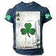 Graphic Kleeblatt Poker Täglich Designer Retro Vintage Herren 3D-Druck T Shirt Sports Outdoor Festtage Ausgehen St. Patrick T-Shirt Schwarz Blau Grün Kurzarm Rundhalsausschnitt Hemd Frühling Sommer