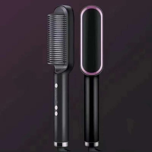 Haarglätterkamm, 2-in-1 Haarglättungsbürste für Damen mit 5 Einstelltemp 10s schnelles Aufheizen, Anti-Verbrühungs-Negativ-Ionen-Haarglätter-Stylingkamm, der das Haar glättet