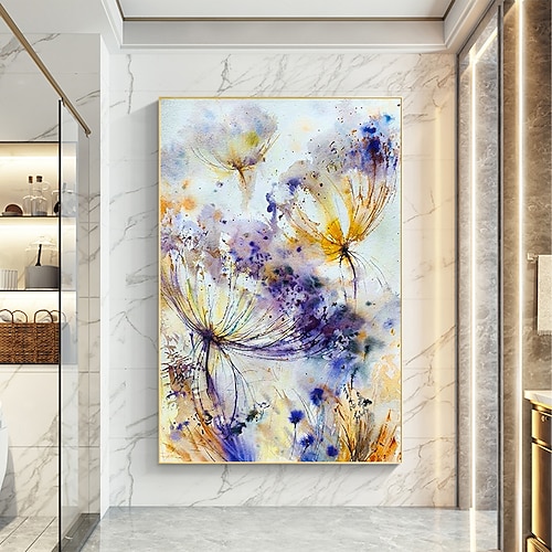 Handgefertigtes Ölgemälde auf Leinwand, Wandkunst-Dekor, Original-Blumengemälde, abstraktes Blumen-Landschaftsgemälde für Heimdekoration, mit gespanntem Rahmen/ohne Innenrahmen-Gemälde Image