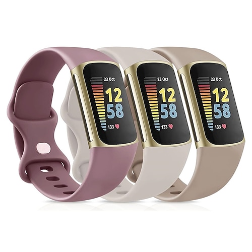 4 Packung 3 Pack 2er Pack Smartwatch-Band Kompatibel mit Fitbit Charge 5 Silikon Smartwatch Gurt Verstellbar Sportarmband Ersatz Armband Image