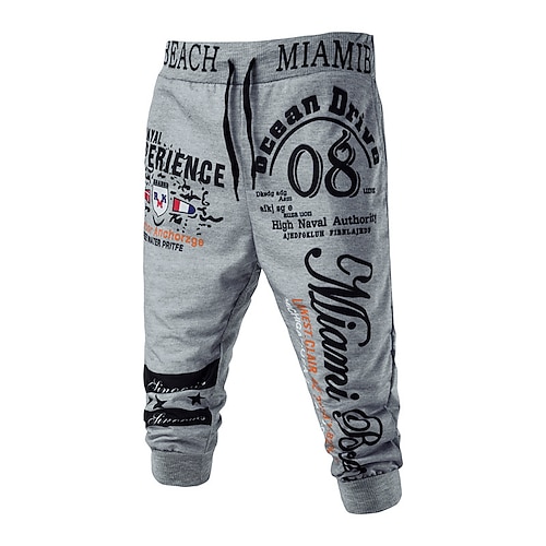 Herren Grafik Cropped Joggers Miami Beach Ocean Drive Nautische Druck Sweatpants für lässige Freizeitkleidung Image