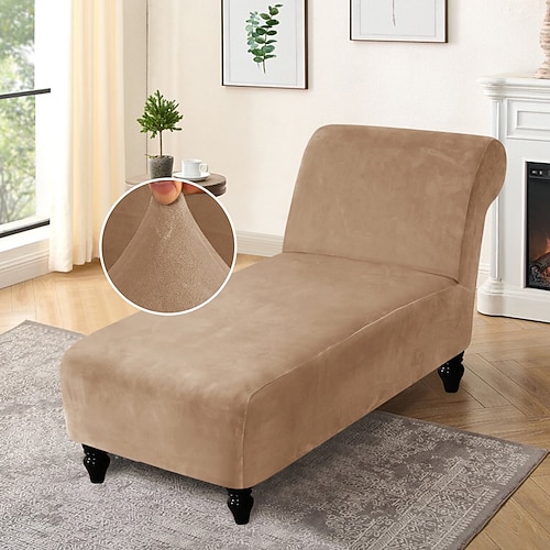 Stretch Samt Chaiselongue Stuhlhusse elastisch schwarz für Schlafzimmer Wohnzimmer weich strapazierfähig waschbar Image