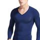 Herren Thermounterwäsche Schlafanzüge Thermo Shirt Einfarbig Basic Modisch Komfort Heim Elasthan Komfort Warm V-Wire Ausschnitt Langarm Winter Herbst Schwarz Königsblau