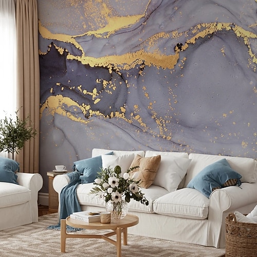 Coole Tapeten, abstrakte Marmor-Tapete, grauer Aufkleber, abziehen und aufkleben, abnehmbares PVC/Vinyl-Material, selbstklebend/Klebstoff erforderlich, Wanddekoration für Wohnzimmer, Küche, Badezimmer Image