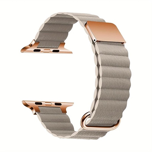 Kompatibel mit Apple Watch Armband 38mm 40mm 41mm 42mm 44mm 45mm 49mm Metallverschluss Frauen Männer Leder Ersatzarmband für iwatch Ultra 2 Series 9 8 7 SE 6 5 4 3 2 1 Image