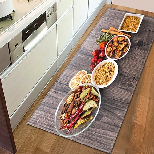 Gemüsebereich-Teppich, Küchenmatte, rutschfeste, ölbeständige Bodenmatte, Wohnzimmerteppich, Innen- und Außenmatte, Schlafzimmerdekoration, Badezimmermatte, Eingangsteppich, Fußmatte Image