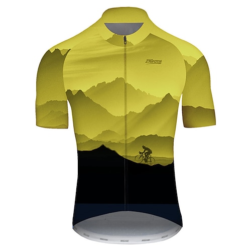 Herren Radtrikot Farbverlauf Gemustert 3D Kurzarm Fahhrad Trikot Oberteil mit 3 Gesäßtaschen Mountainbike MTB Straßenradsport Radfahren Schnelltrocknend UV-beständig Reflektierende Streifen Sport Image