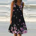 Damen Casual kleid Etuikleid Sommerkleid Bedruckt U-Ausschnitt Midikleid Täglich Strand Ärmellos Sommer Frühling