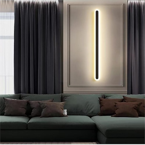 Lightinthebox minimalistische lange Wandleuchte, 40 cm/60 cm moderne LED-Hintergrund-Wandleuchte für Wohnzimmer, Schlafzimmer, Nachttisch, Innenwandleuchte aus Aluminium Image