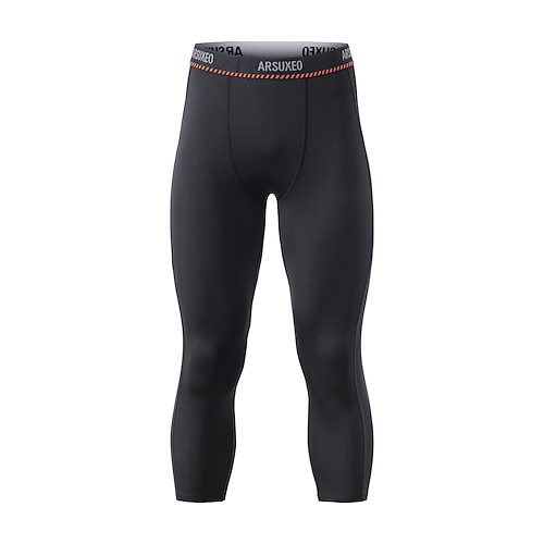 Arsuxeo Herren ¾ Radhose Fahhrad 3/4 Sporthose Leggings Formschluss MTB Mountain Rennrad Sport Atmungsaktiv Feuchtigkeitsableitung Schweißableitend Komfortabel Dunkelgrau Schwarz Bekleidung Erweitert Image