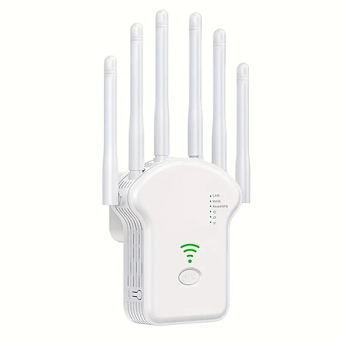 WLAN-Extender, WLAN-Booster, 6-mal stärker, 300 Mbit/s WLAN, 2,485 GHz, Dualband, starke WLAN-Signaldurchdringung, 35 Geräte, 4 Modi, 1-Tap-Einstellungen, 6 Antennen, 360-Grad-Vollabdeckung, Image