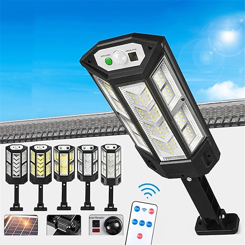 Solar-Straßenlaternen im Freien IP65 Bewegungssensor Fernbedienung Solarbetriebene LED-Wandlampe 3 Beleuchtungsmodi Licht für Gartenterrassendekor Garagenlicht 1St Image