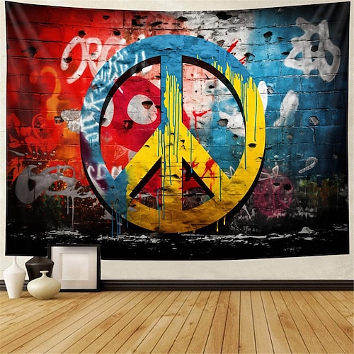 Hippie Groovy Wandteppich zum Aufhängen, Wandkunst, großer Wandteppich, Wanddekoration, Fotografie, Hintergrund, Decke, Vorhang, Zuhause, Schlafzimmer, Wohnzimmer, Dekoration, friedliche Liebe, Image