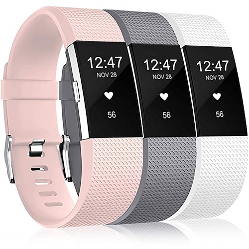 3 Stücke Smartwatch-Band für Fitbit Charge 2 Silikon Smartwatch Gurt Weich Atmungsaktiv Sportarmband Ersatz Armband Image