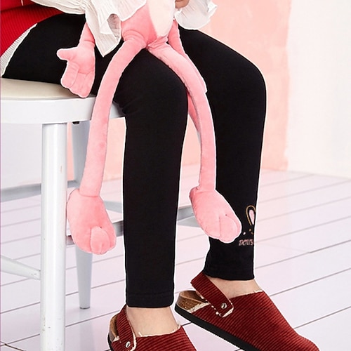 kinderkleidung Mädchen Mit Fleece gefütterte Leggings Feste Farbe Aktiv Schulanfang Baumwolle 7-13 Jahre Frühling Schwarz Rosa Hellgrau Image