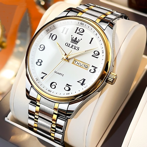 OLEVS Herren Quarz Uhr Kalender großes Zifferblatt wasserdicht Tages-Datum Titanlegierung Uhr Image